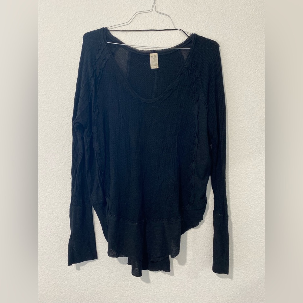 Free People Long-sleeve Black Top